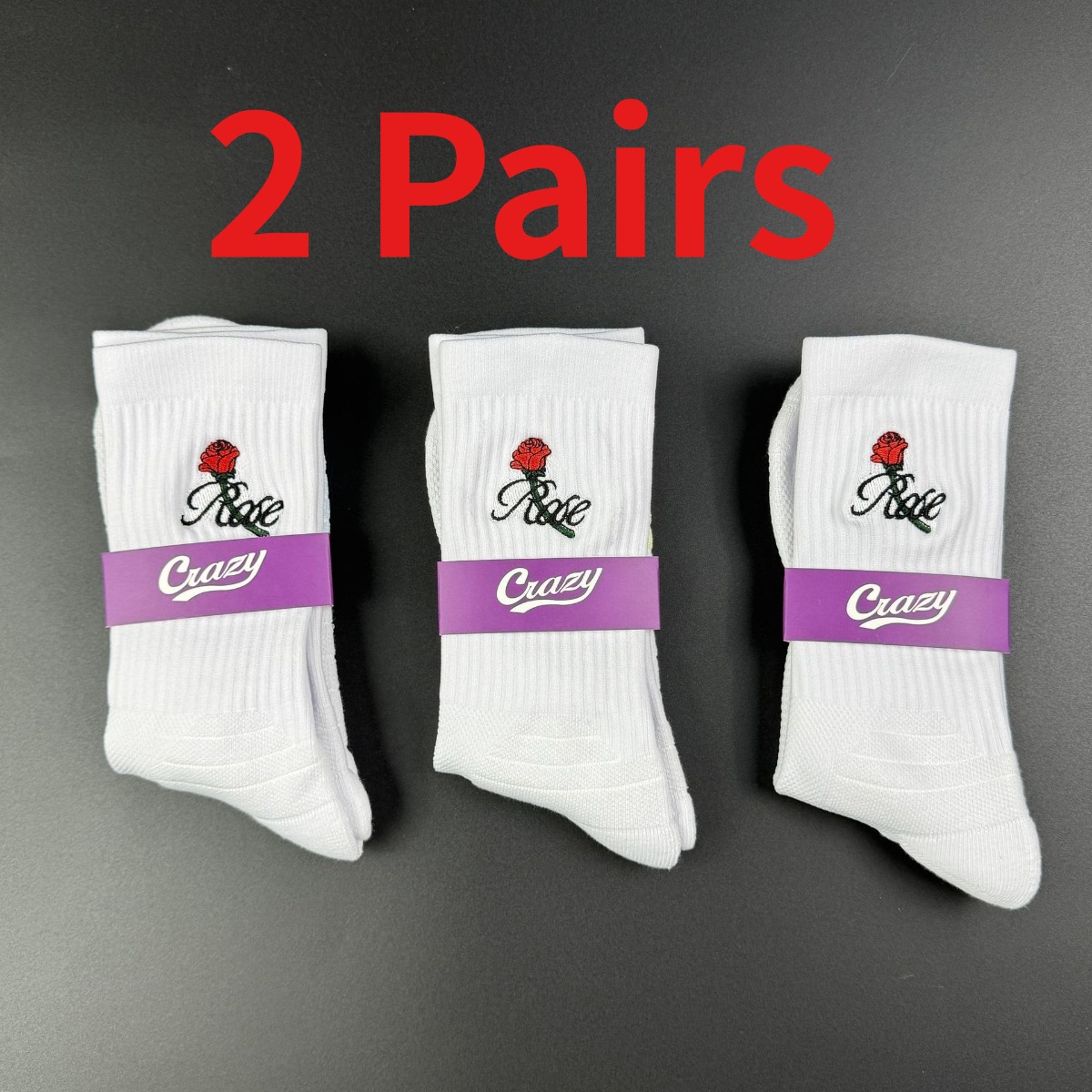 Athletic Sock Cushion - 1/2Pairs Rose Pattern Pro Basketball Socks